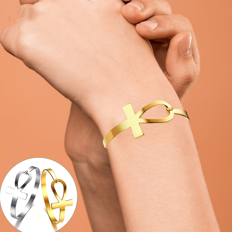 Women Accessories Egypt - ผู้หญิงข้ามสร้อยข้อมือ, ป้องกันโรคภูมิแพ้สแตนเลสพวงกุญแจมีดพับของชีวิตกำไลข้อมือสร้อยข้อมือ, หญิงอียิปต์ศาสนาสายรัดข้อมือเครื่องประดับ
