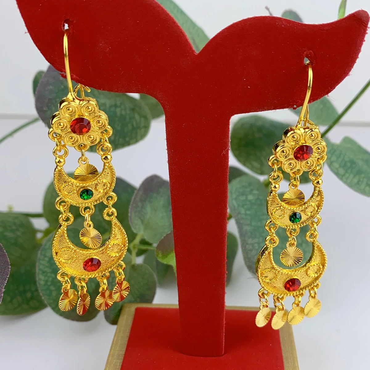 Women Accessories Dubai - อินเดีย Drop Dangle ต่างหูเครื่องประดับสําหรับสาว 24K Gold