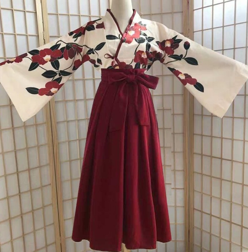 Women'S Kimono Accessories - Haori yukata aori ชุดเดรสสไตล์วินเทจของเด็กผู้หญิงสไตล์ญี่ปุ่นพิมพ์ดอกไม้ชุดคาเมลเลียแบบตะวันออกเสื้อผ้าเอเชีย