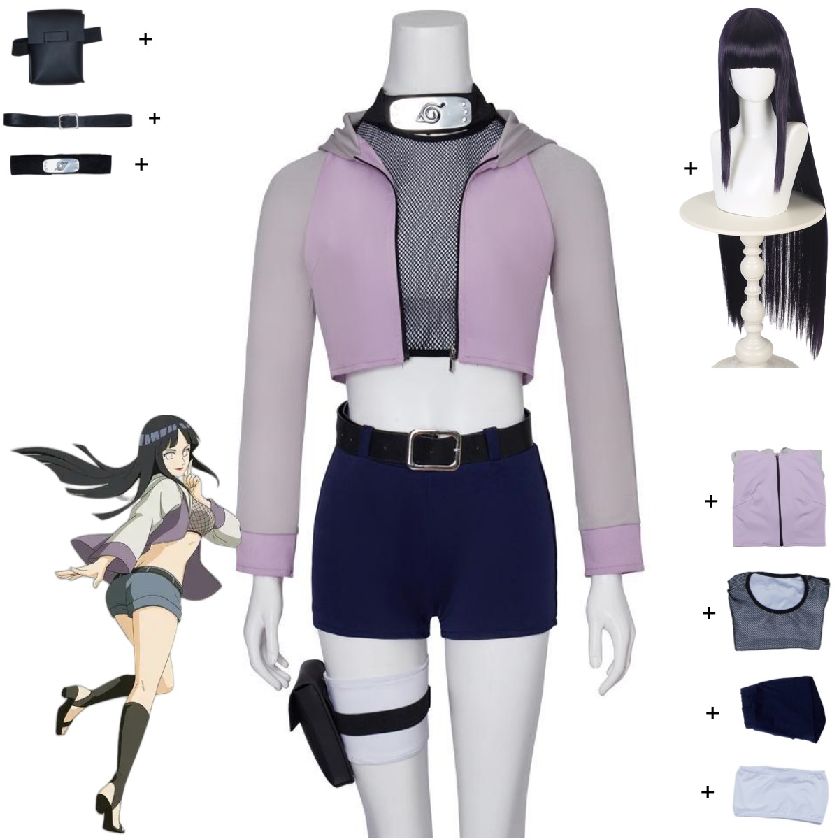 Women Accessories Pack - อะนิเมะ Hyuga Hinata คอสเพลย์เครื่องแต่งกาย Hyuuga Ichizoku