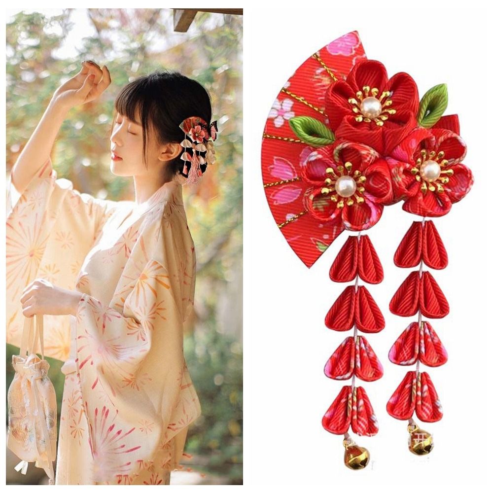 Women'S Kimono Accessories - พู่ห้อย พัด พู่ประดับผม ดอกซากุระ ชุดกิโมโนญี่ปุ่น เครื่องประดับศีรษะสไตล์โบราณ