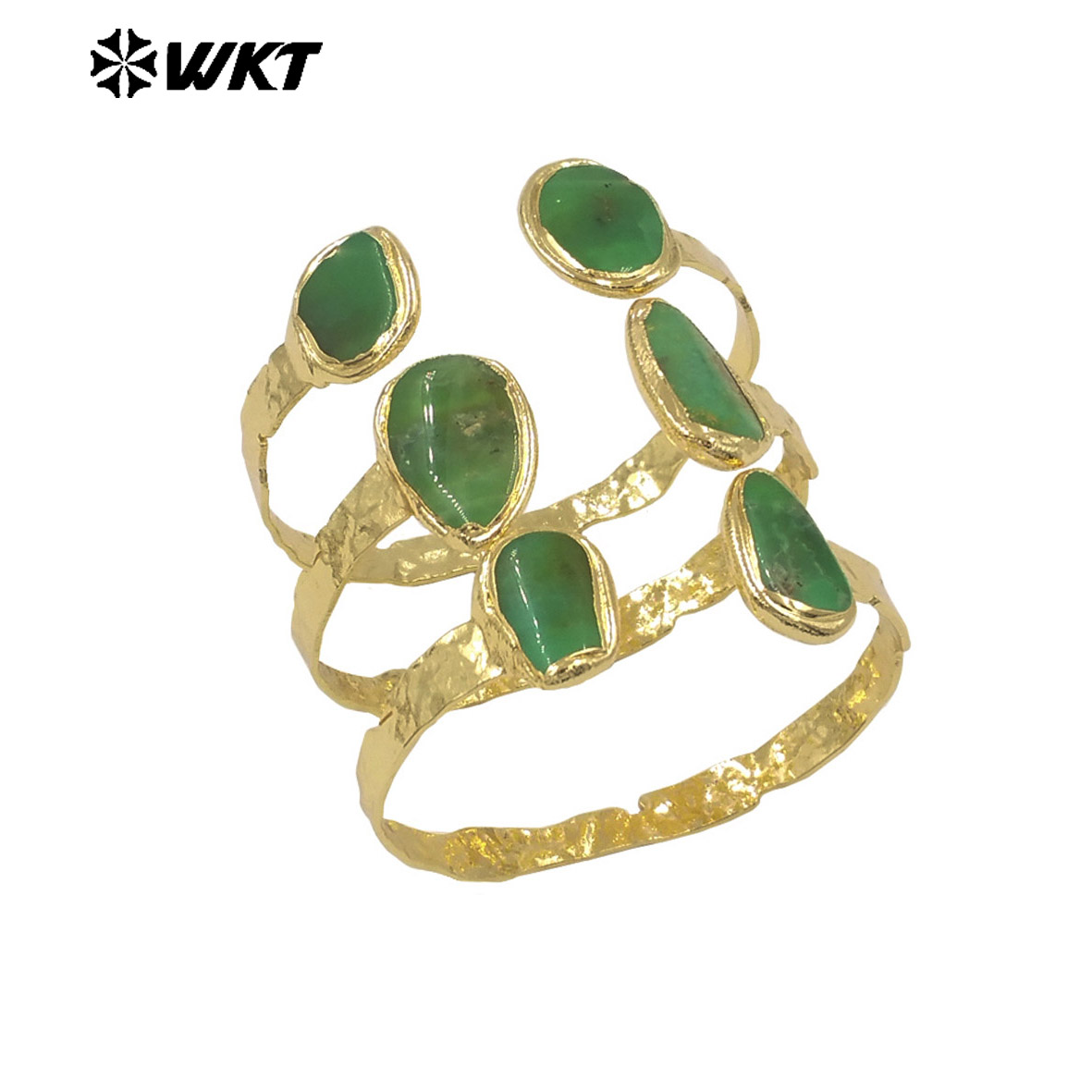Women'S Accessories Australia - WT-B693 ใหม่มาถึงสีเขียวออสเตรเลีย Chrysoprase รูปร่างไม่สม่ําเสมอหินเรียบกําไลข้อมือหรือ Armlet Unisex