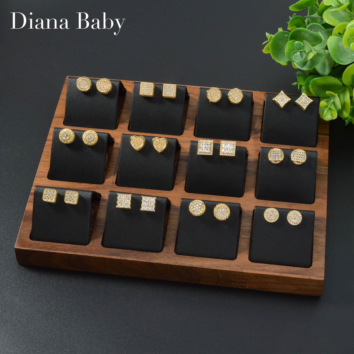 Women Accessories Dubai - Diana Baby Gold สีต่างหูเจ้าสาวอุปกรณ์เสริมคุณภาพสูงดูไบงานแต่งงานเครื่องประดับอิตาเลี่ยนโลหะหัวใจหรูหรา Cuban Stud