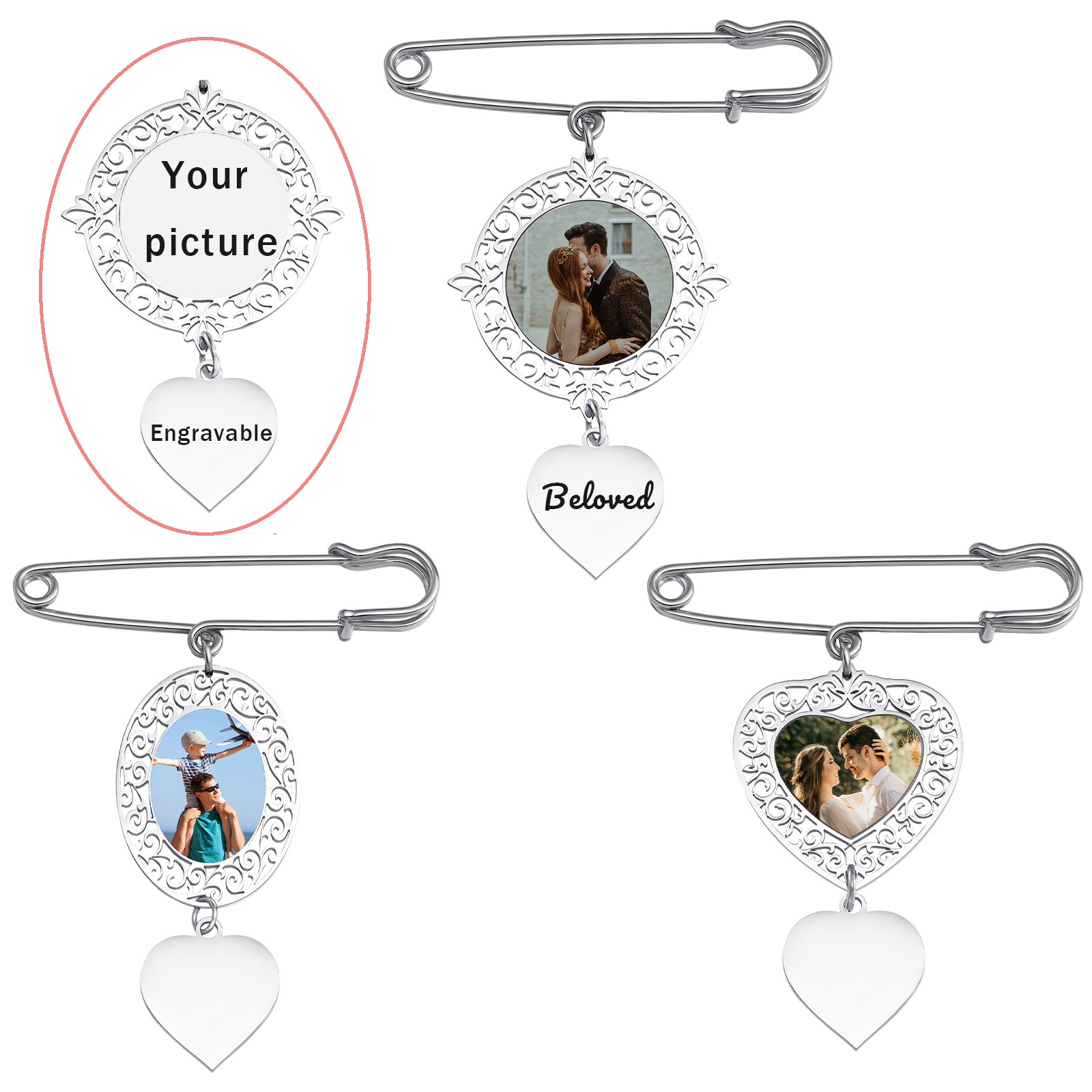 Women Accessories Images - เข็มกลัดรูปภาพแบบกำหนดเอง DIY เข็มกลัดส่วนตัว ชุบเงิน เครื่องประดับสำหรับทุกเพศ ของขวัญสำหรับกระเป๋าเป้