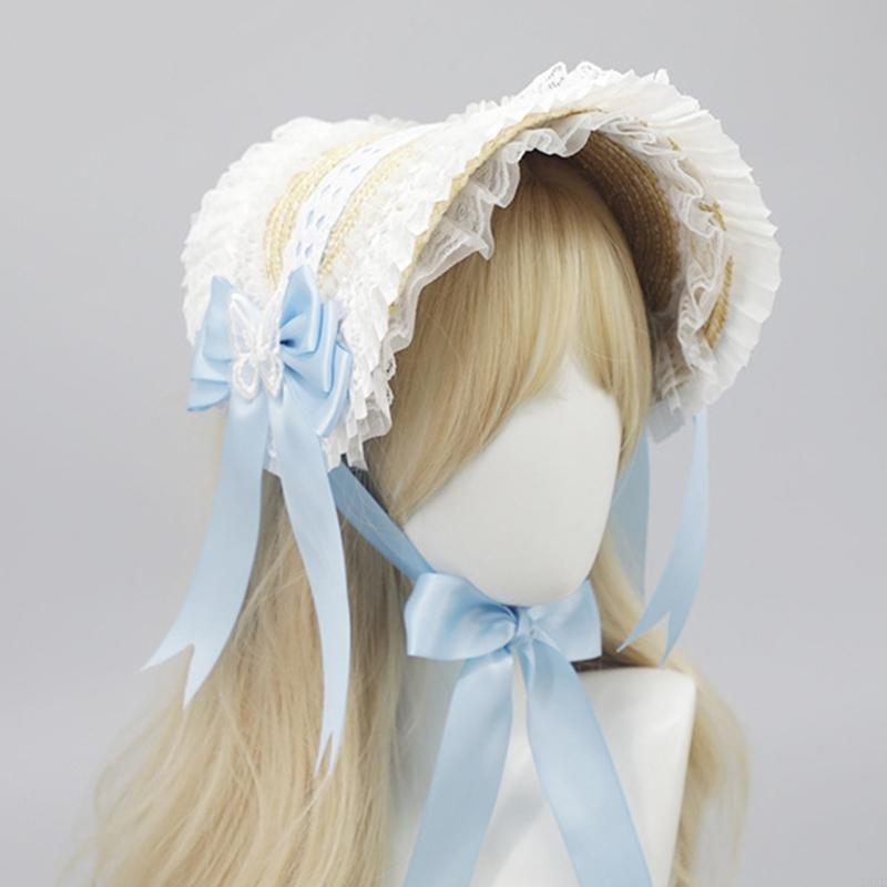 Women'S Victorian Era Accessories - Y3ne Victorian Lace Bonnet Hat สำหรับผู้หญิงและเด็กผู้หญิง