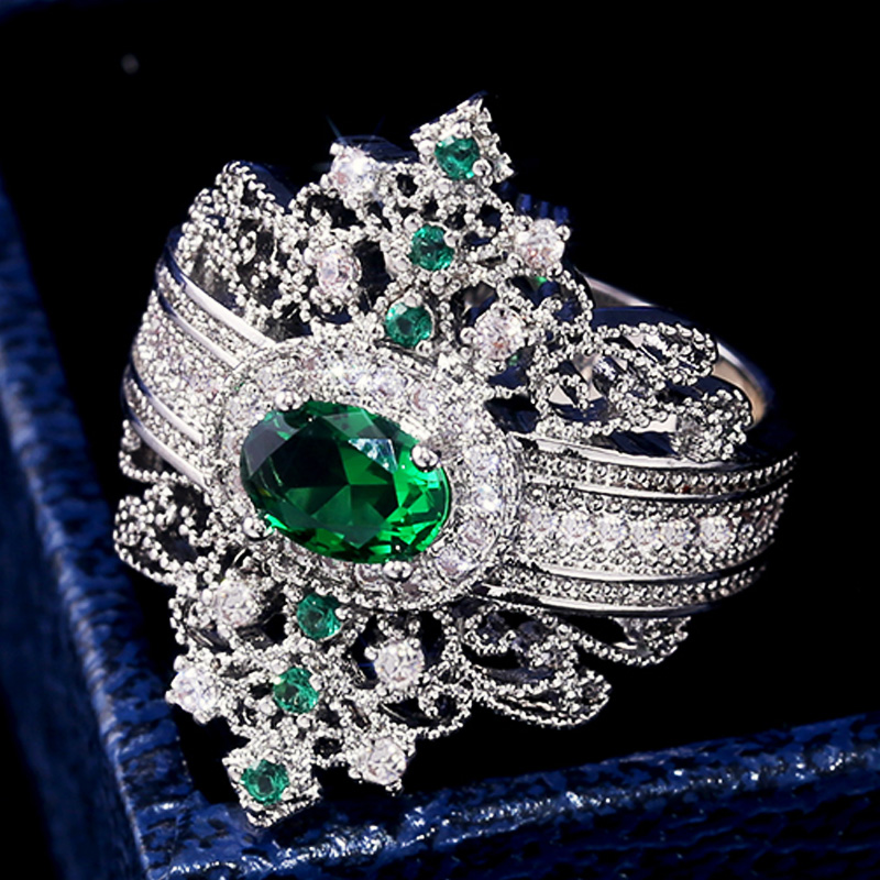 Women Accessories Egypt - Huitan โบราณอียิปต์หรูหรามงกุฎรูปค็อกเทลแหวนผู้หญิง Hyperbole เครื่องประดับขายส่งจํานวนมาก & จํานวนมากขนาด