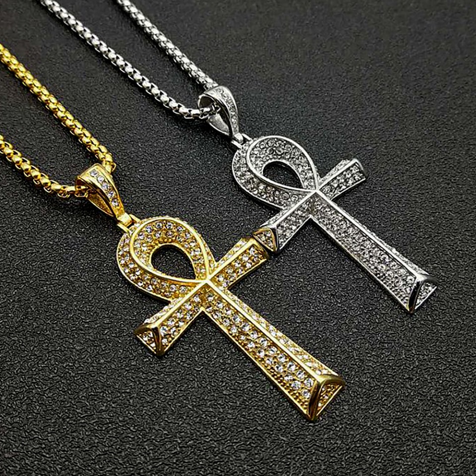 Women Accessories In Egypt - สร้อยคอจี้รูปอังค์สไตล์โกธิควินเทจทำจากสแตนเลสสำหรับผู้ชายและผู้หญิง เครื่องประดับฮิปฮอปอินเทรนด์สไตล์อียิปต์ ของขวัญเครื่องประดับสำหรับทุกเพศ