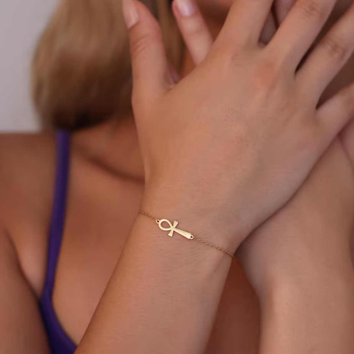 Women Accessories Egypt - อียิปต์ Ankh Cross สร้อยข้อมือผู้หญิง Vintage Gold