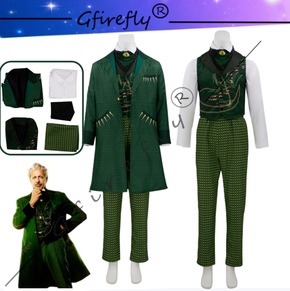 Women'S Accessories Clothing - ชุดคอสเพลย์พ่อมด เสื้อผ้าสไตล์เดียวกับในภาพยนตร์ ชุดสีเขียวพร้อมอุปกรณ์เสริม สำหรับการแสดงในวันฮาโลวีน