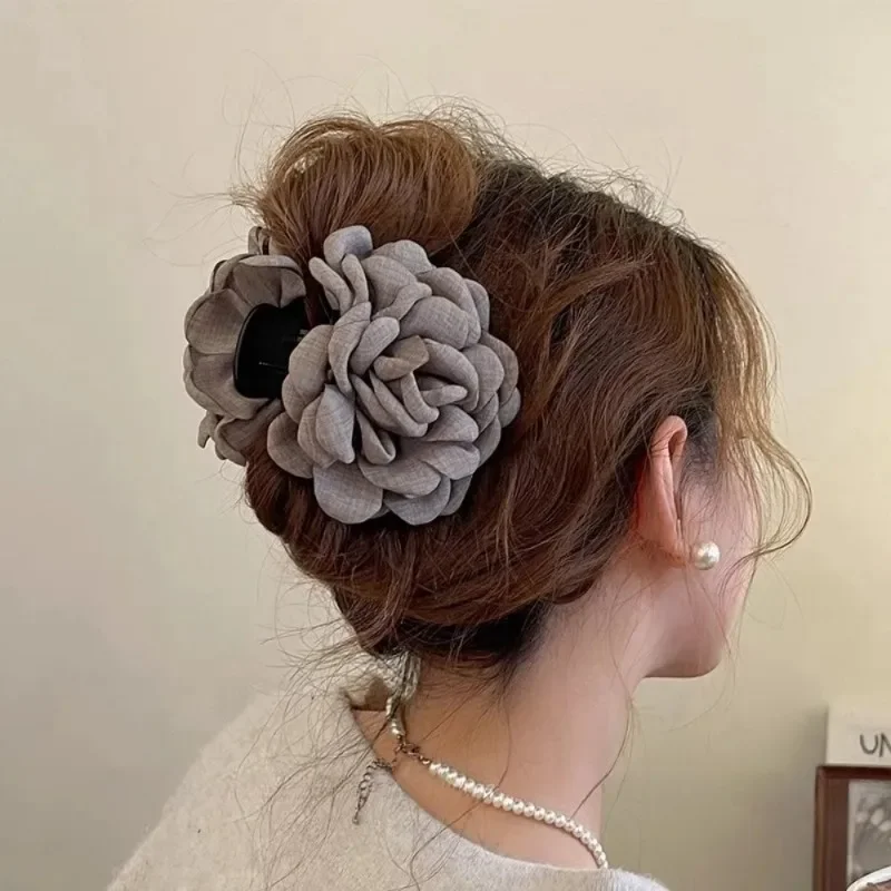 Hair Claw Clip Set - กิ๊บติดผมดอกกุหลาบผ้าฝรั่งเศสสำหรับผู้หญิงและเด็กผู้หญิง กิ๊บหนีบผม ปิ่นปักผม กิ๊บติดผม เครื่องประดับผม
