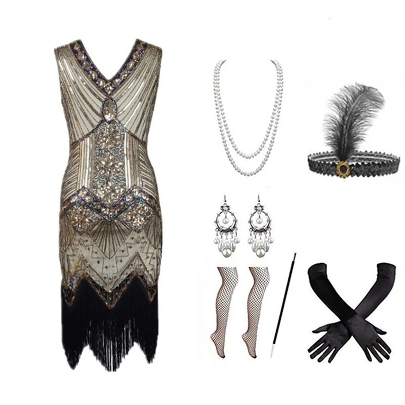ชุดเดรสแฟลปเปอร์สไตล์ยุค 1920  - Women Accessories Products บทวิจารณ์และราคา