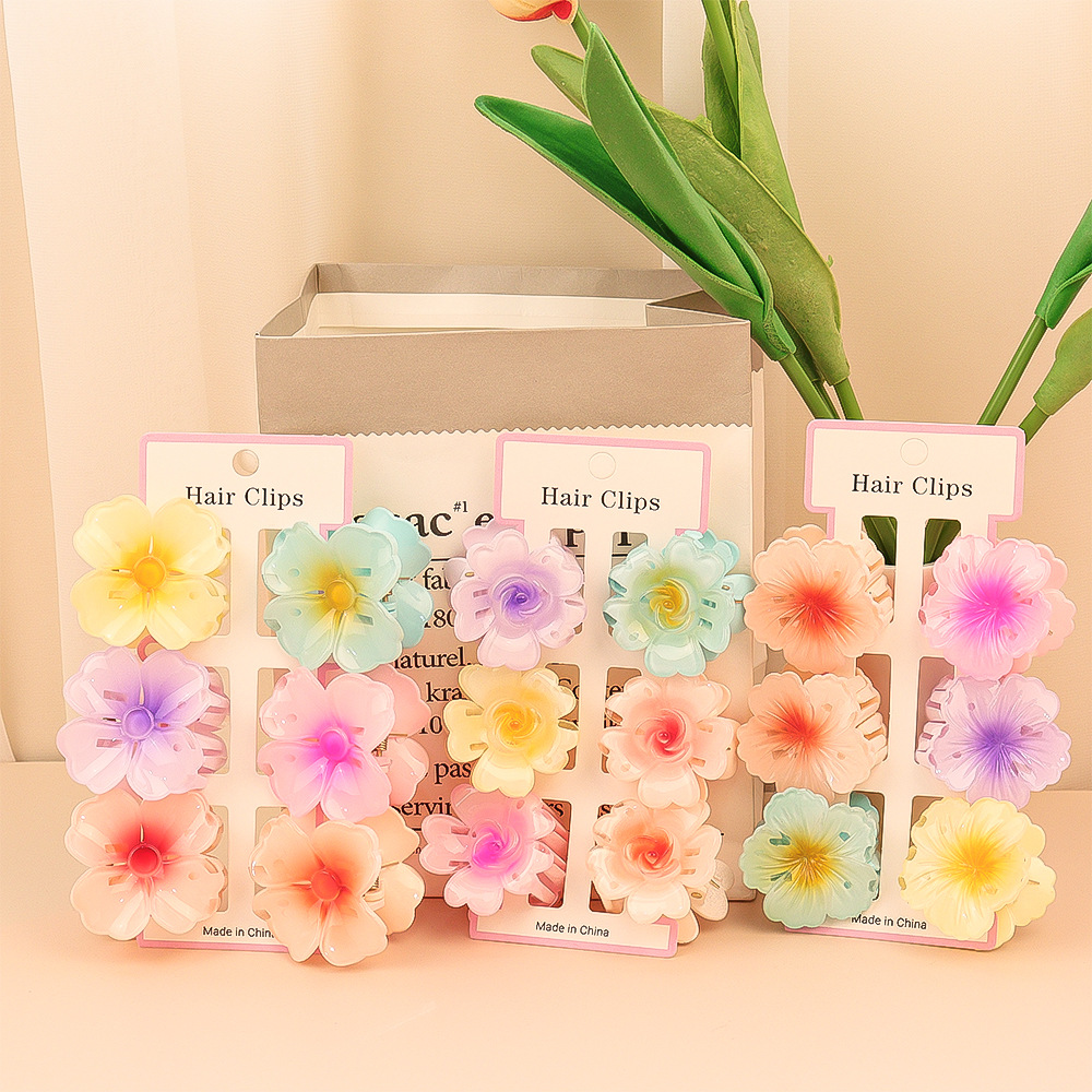 6 ชิ้นแฟชั่นที่มีสีสันดอกไม้ขน - Hair Claw Clip Set บทวิจารณ์และราคา