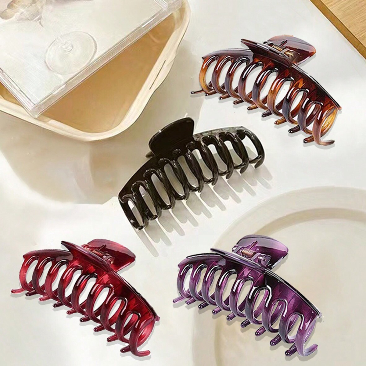 กิ๊บติดผมสุดหรูทำจากเรซินหลากส - Hair Claw Clip Set บทวิจารณ์และราคา