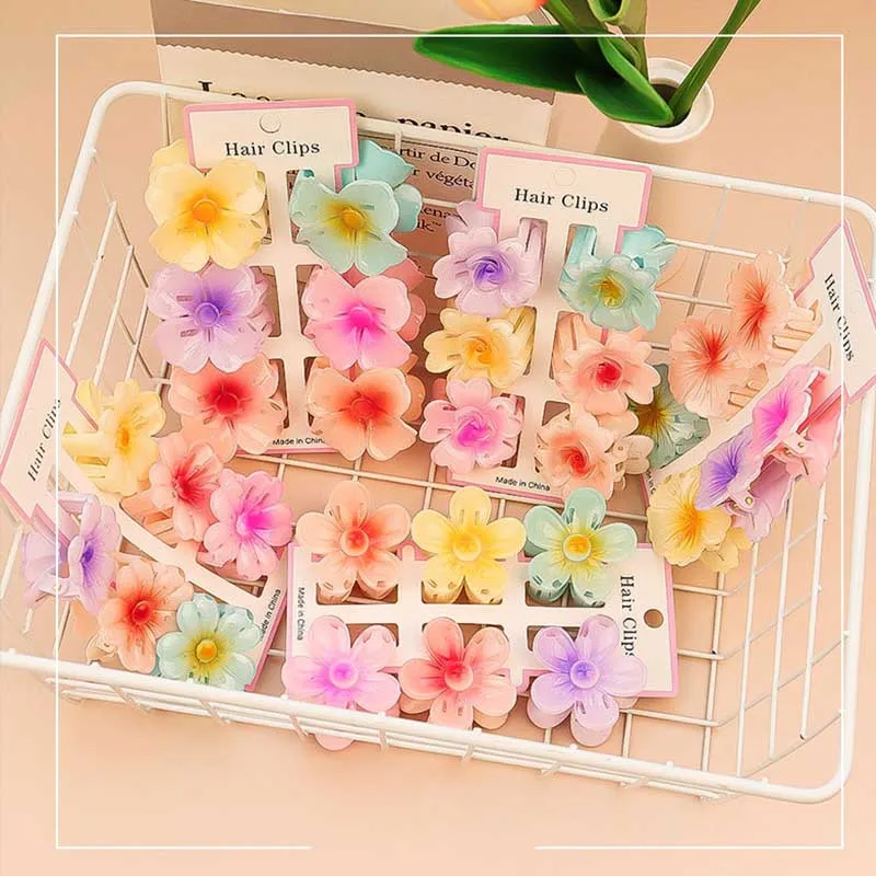 6 ชิ้นแฟชั่นที่มีสีสันดอกไม้ขน - Hair Claw Clip Set บทวิจารณ์และราคา