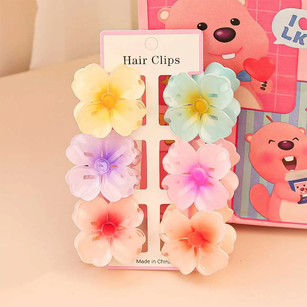 6 ชิ้นแฟชั่นที่มีสีสันดอกไม้ขน - Hair Claw Clip Set บทวิจารณ์และราคา