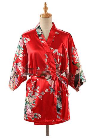 ชุดนอนผ้าไหมซาตินลายพิมพ์นกยูง - Women'S Kimono Accessories บทวิจารณ์และราคา