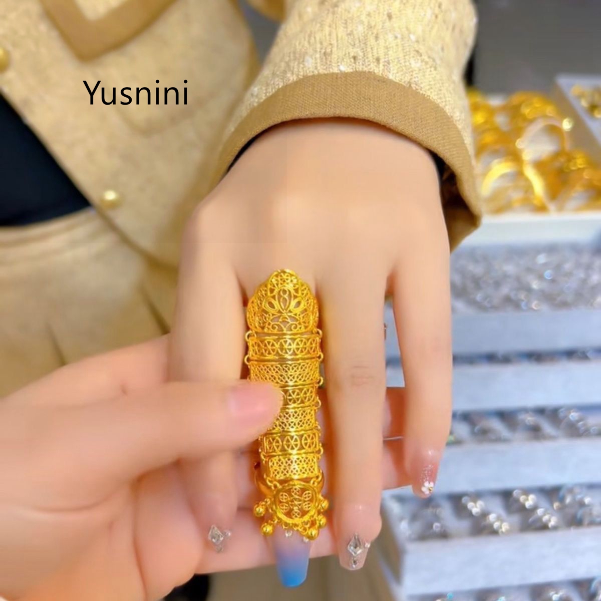 แหวนทองชุบ 24K สไตล์ชาติพันธุ์ - Women Accessories Dubai บทวิจารณ์และราคา