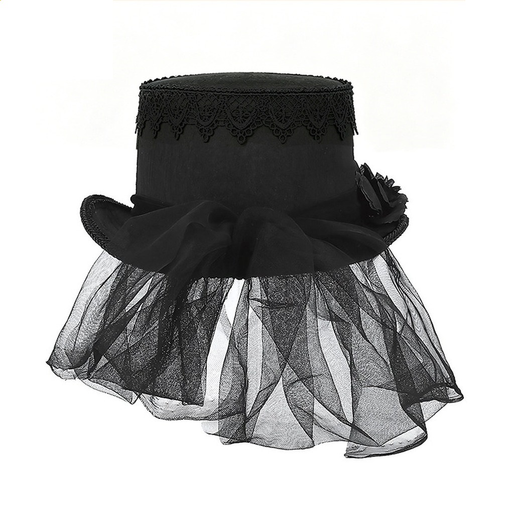 หมวกทรงสูงสไตล์โกธิคสีดำประดับ - Women'S Victorian Era Accessories บทวิจารณ์และราคา