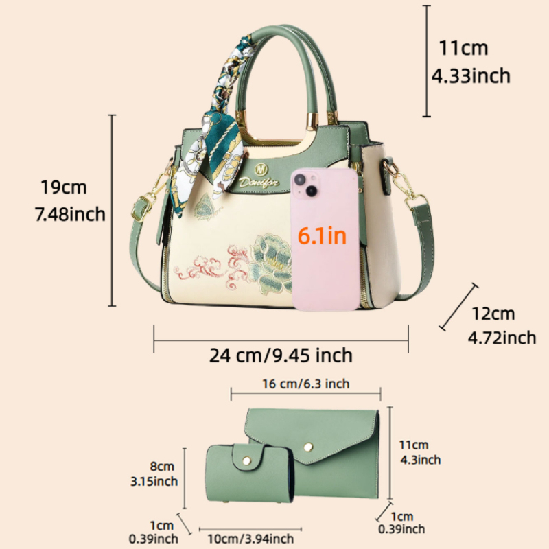 ชุดกระเป๋าถือปักลาย 3 ชิ้น ประ - Women'S Accessories For Suit บทวิจารณ์และราคา