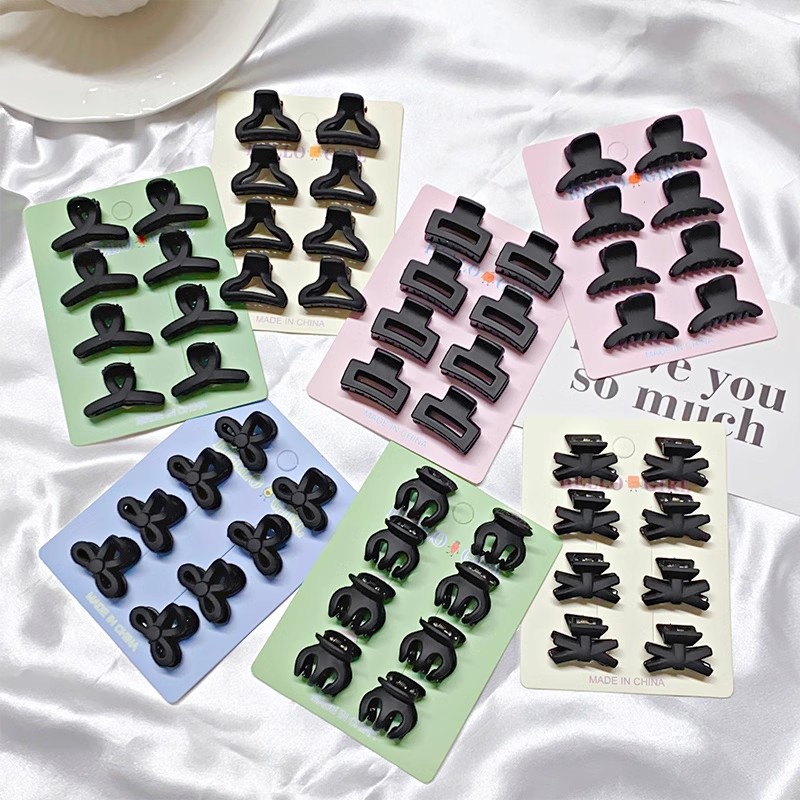 8 ชิ้น/เซ็ตสีดำหลากสีสันรูปทรง - Hair Claw Clip Set บทวิจารณ์และราคา