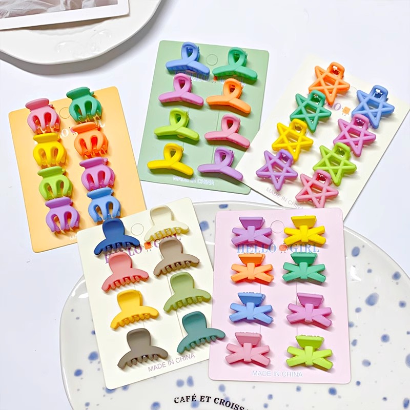 8 ชิ้น/เซ็ตสีดำหลากสีสันรูปทรง - Hair Claw Clip Set บทวิจารณ์และราคา