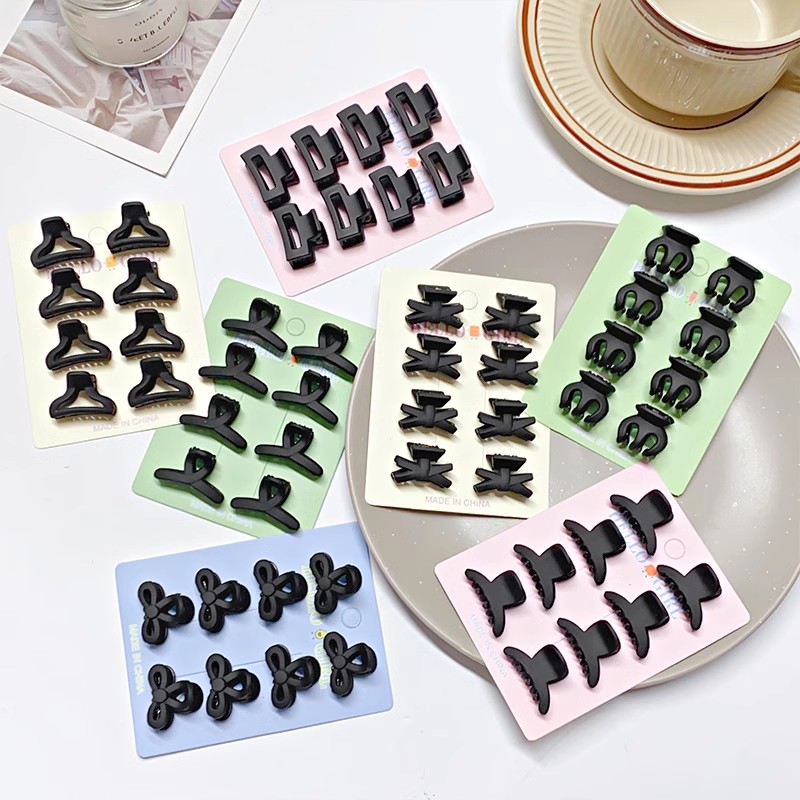 8 ชิ้น/เซ็ตสีดำหลากสีสันรูปทรง - Hair Claw Clip Set บทวิจารณ์และราคา