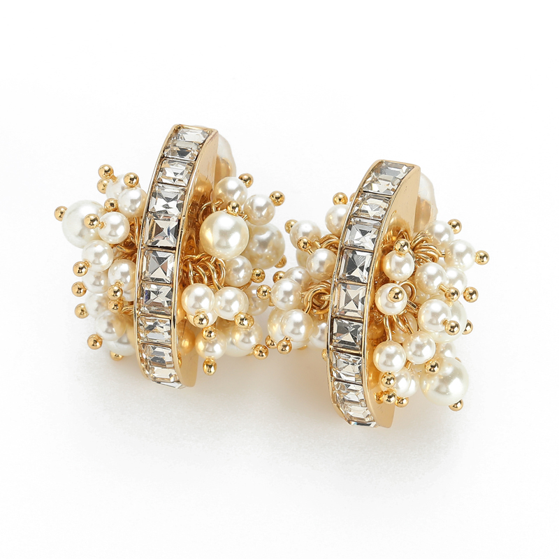 ต่างหูมุกคริสตัลสีขาวสไตล์วินเ - Women Accessories Dubai บทวิจารณ์และราคา